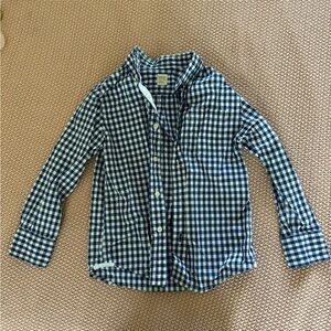 Girls Crewcuts Long Sleeve Button Front Collar Shirt in Blue & White Plaid